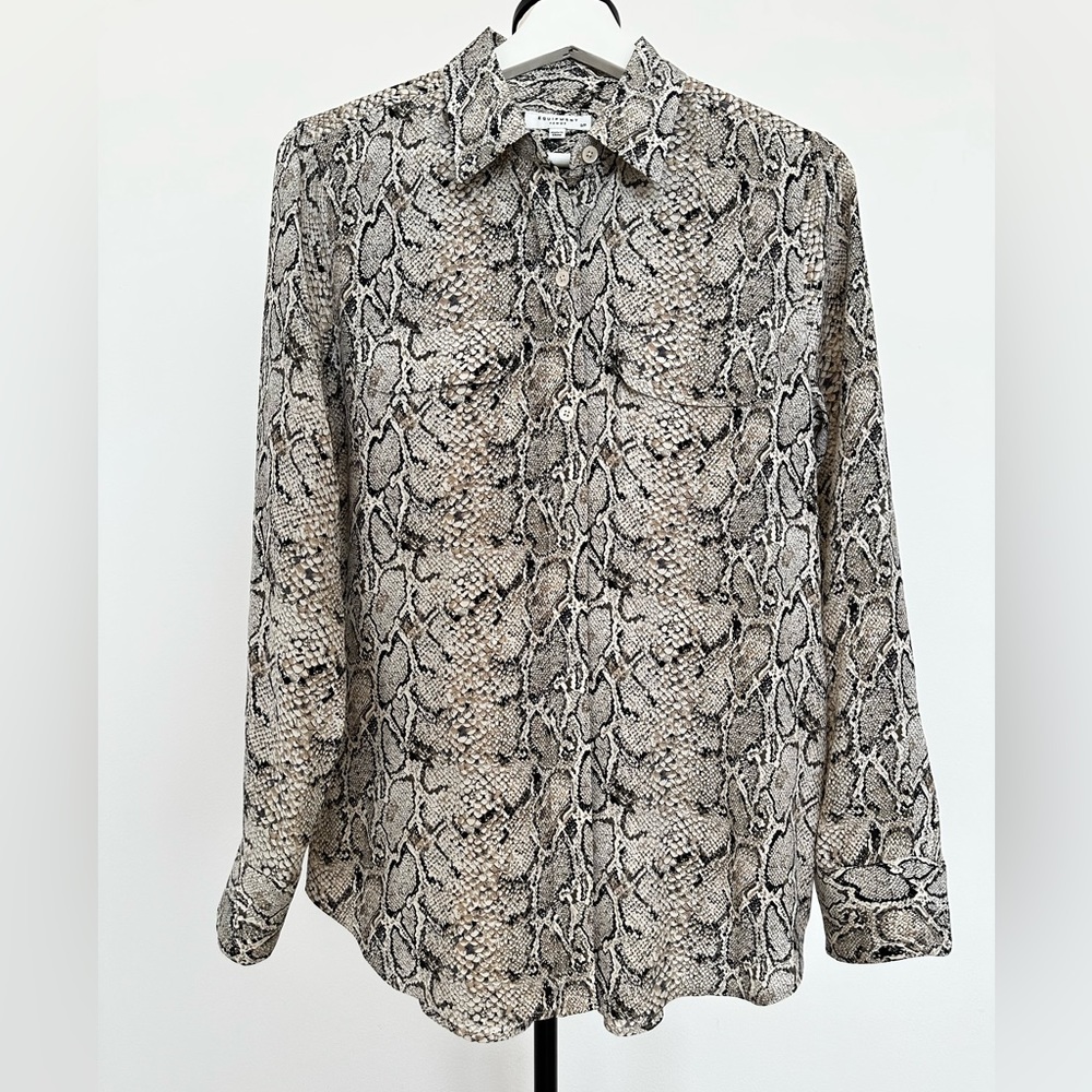 Equipment Slim Signature Silk Button Down Blouse Natural Size S - Picture 7 of 11